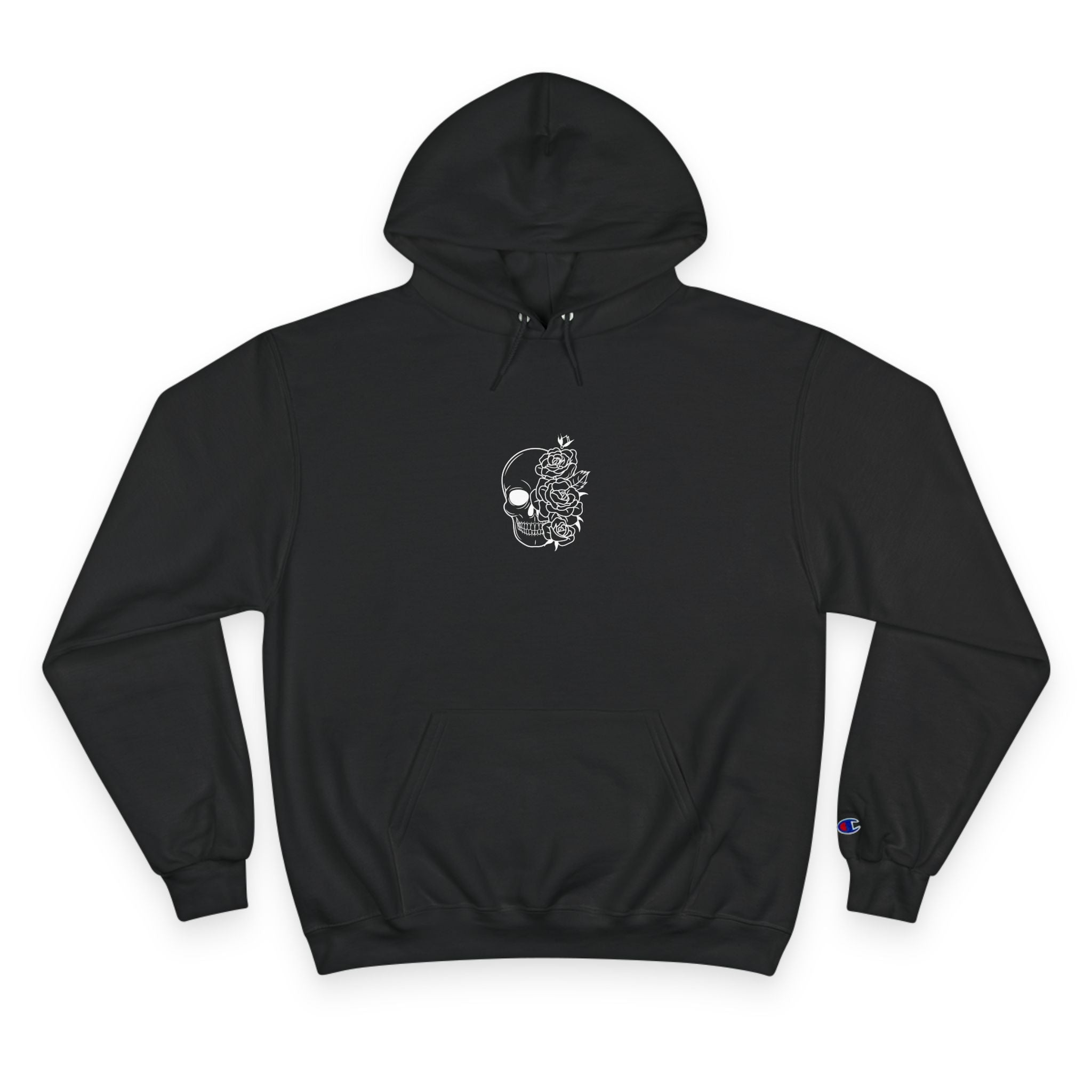 Skull & Roses Hoodie — Minimal Gothic Champion Hoodie